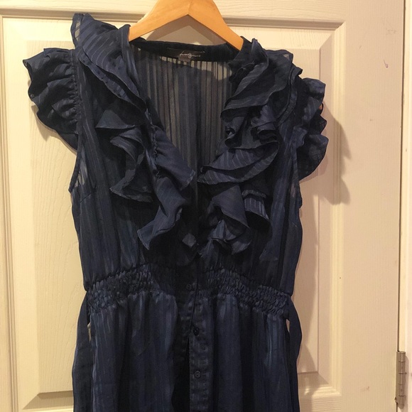 Navy Blue Vintage Dress - Picture 2 of 7